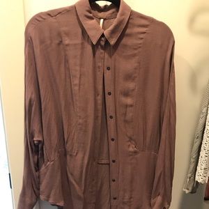 Free People Button blouse, Small, plum color